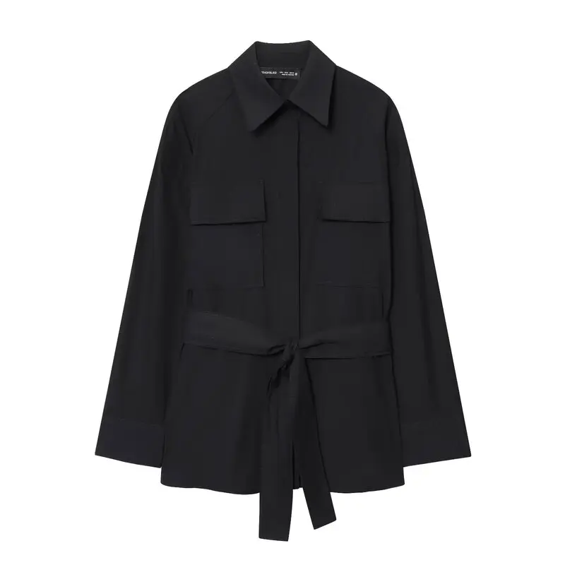 2025 Autunno Nuove donne Loose Commuter irt con cintura Design Confortevole Versatile Lungo Sve Office irt per le signore