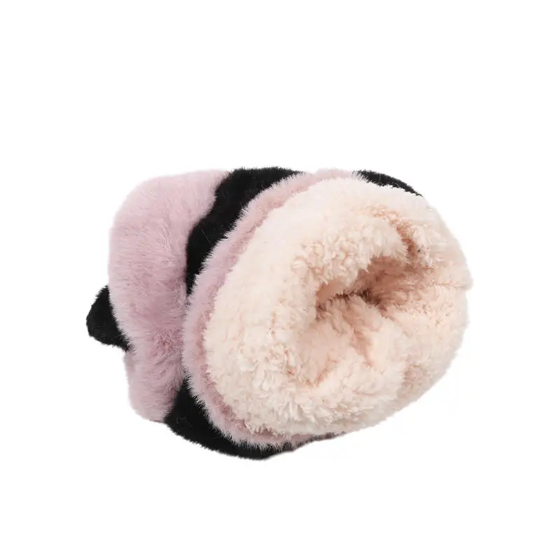 Winter Cartoon Panda Half-Finger Gloves Cute Fleece-lined Thicken Panda Black White Mittens Fashion Warm Windproof for Girl Boy