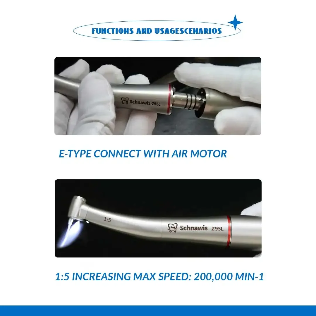 Dentistry Against Contra Angle Handpiece Z95L Mini Head Dental 1:5 Increasing Speed Handpiece Electric Hand Piece Optic Fiber