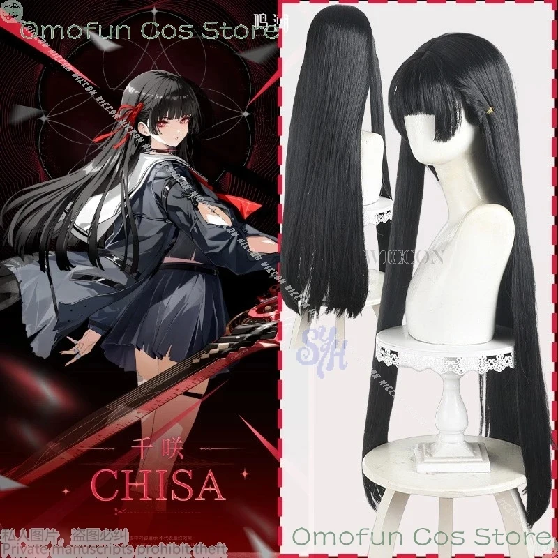 

s,3'g\7;Anime Game Wuthering Waves Cosplay CHISA Costume Long Straight Black Hair Japanese Jirai Kei Girls Halloween C4;b,7\k/8