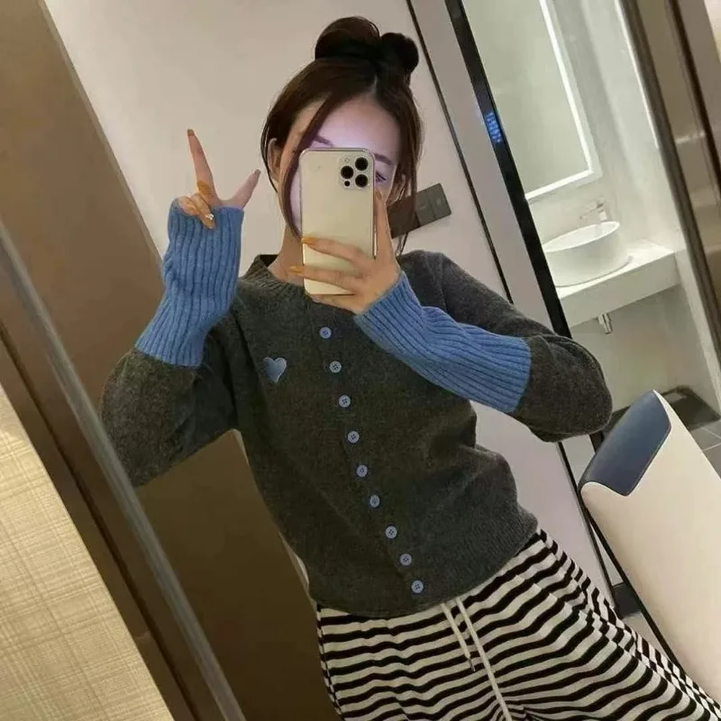 Kardigan Rajut Wanita Lengan Panjang Musim Gugur Pakaian Populer Korea Atasan Sweater Rajut Wanita Pakaian Musim Gugur Pakaian Wanita Korea