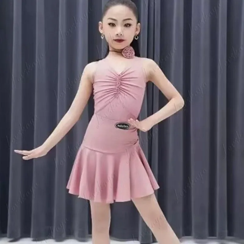 

Одежда для занятий латинскими танцами для девочек, детская танцевальная юбка, тренировочный костюм для соревнований, наряд для выступлений с широкой юбкой, новый стиль