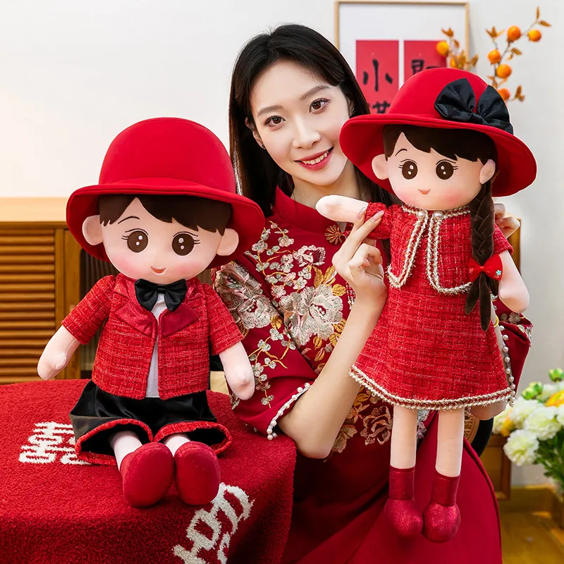 

45cm Wedding Dolls Cute Plush Toy for Couple Bride Groom Doll for Wedding Decor Wedding Gift Bed Decor for Newlyweds