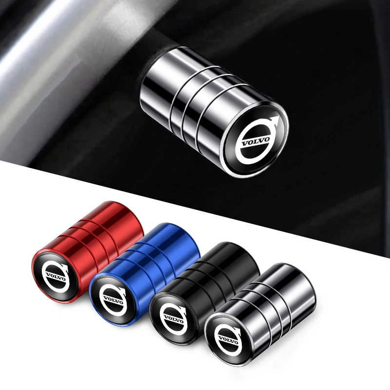 

4Pc Car Wheel Metal Valve Caps Auto Tire Air Stem Cover Bolt Cap for Volvo XC60 S90 XC90 S60 XC40 V60 V90 S40 Volvo EX30 C40 C70