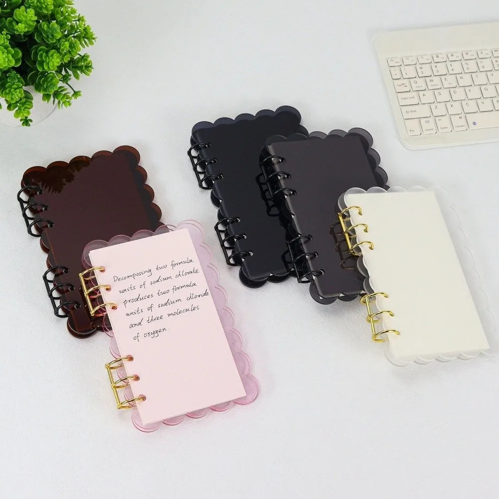 A6 Binder Notebook Set Blank Refill Paper Detachable Refillable Notebook Petal Edge Acrylic Cover DIY Journal Planner Students