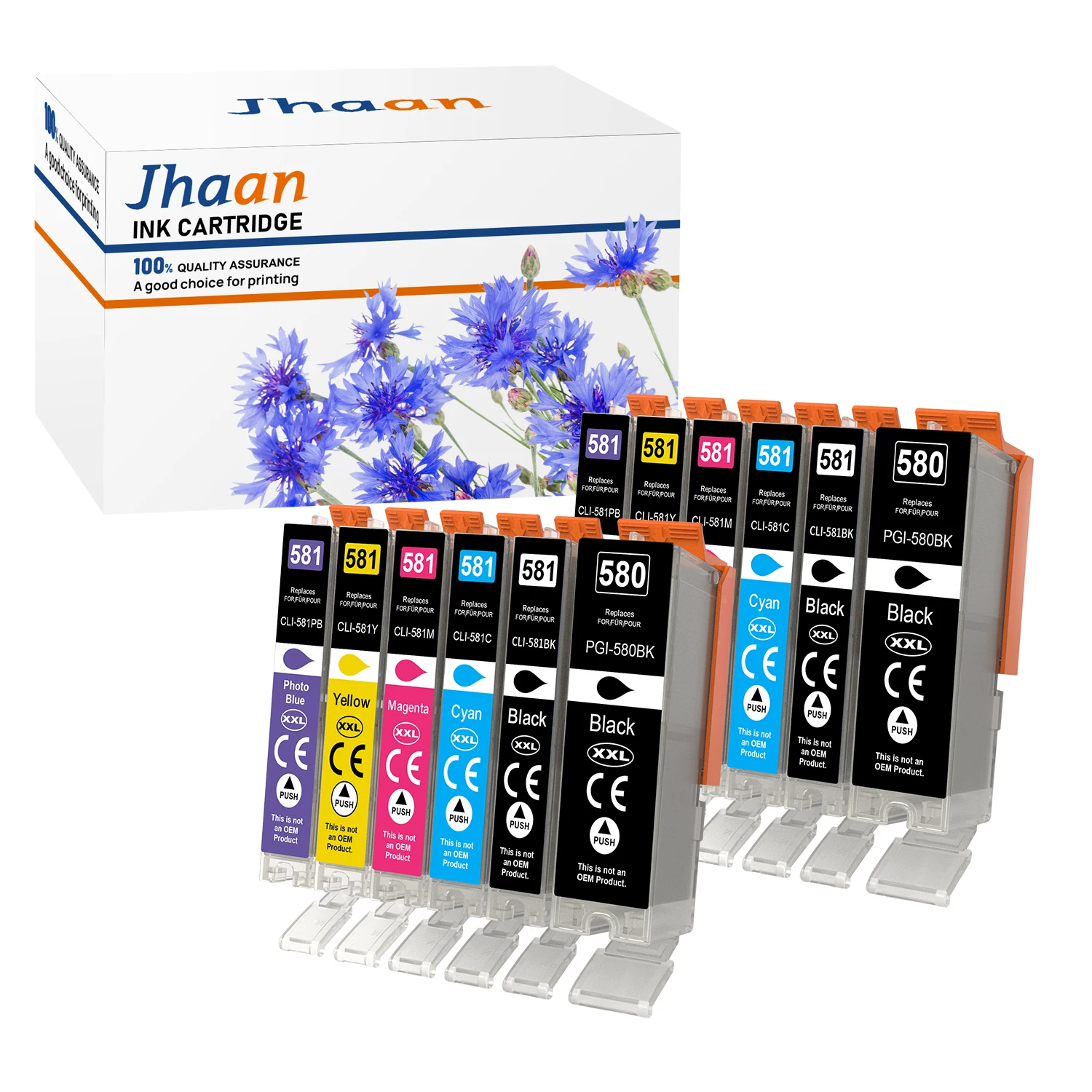 Jhaan PGI-580 CLI-581XXL Tintenpatronen kompatibel mit Canon 580 581 für Canon TR8550 Pixma TR8550 TR7550 TR8500 TS6150 TS6350 – Detail 1