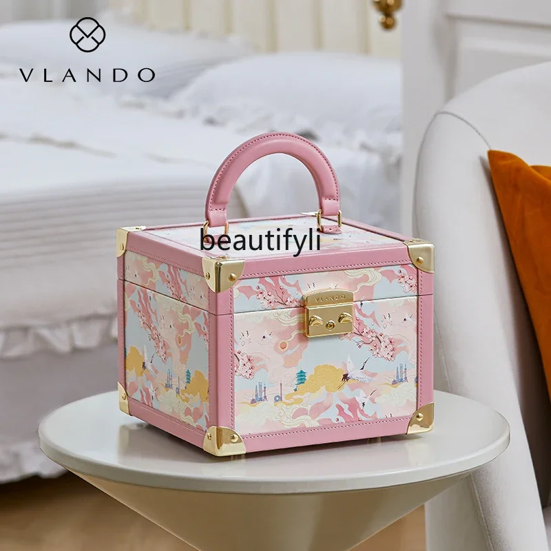 24 New Light Luxury Jewelry Box with Lock Ring Storage Box Exquisite Gift for Girlfriend