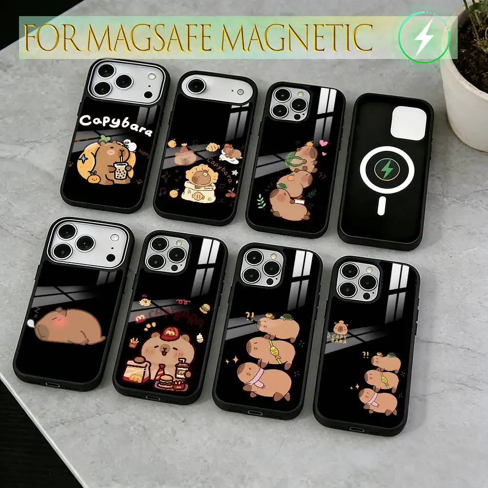 

Illustration Capybara Phone Case For iPhone17,16,15,14,13,12,11 Plus,Pro Magnetic For Magsafe Wireless Charging