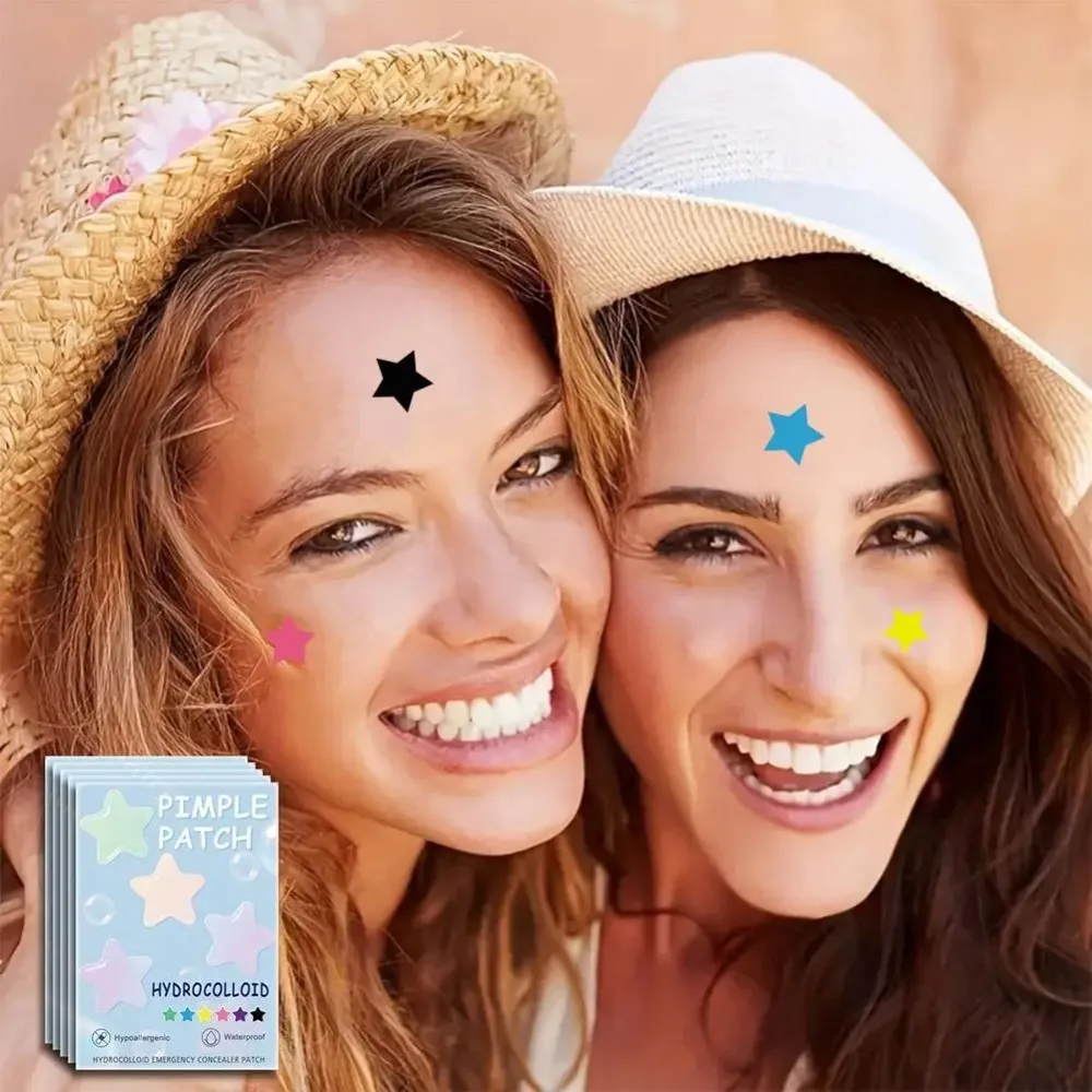 40 piezas de parches para acné multicolor en forma de estrella, parches faciales para acné, parches correctores para acné y parches para granos, ultrafinos.