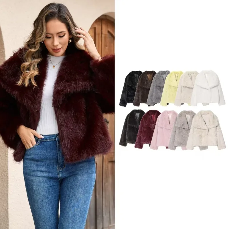 Women S Jacket 2026 Fall Winter New Minimalist Style Solid Color Long Sleeve Faux Fur Loose Warm Trendy Stylish Hot Sale Coat