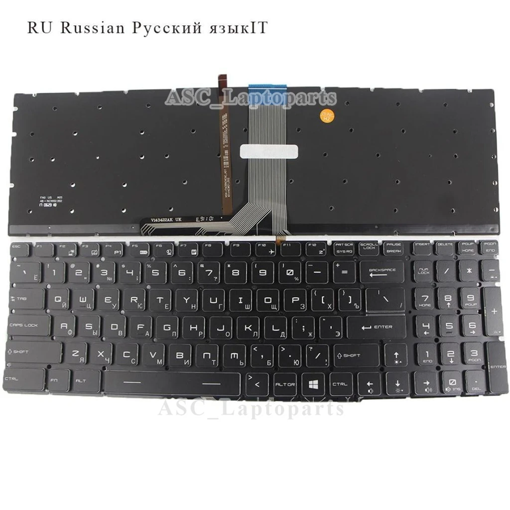 New Russian US French Spanish Keyboard For MSI GE62 2QC 2QD 2QE 2QF , GE72 2QL 6QC GS72 6QD 6QE , GE72VR 6RF Color BACKLIT BLACK