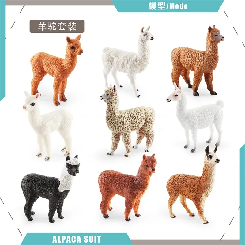 Wild Animal Alpaca Miniatures Solid Simulation Model Figures Home Decor Zoo Education Toy Collection Ornaments Kids Gifts