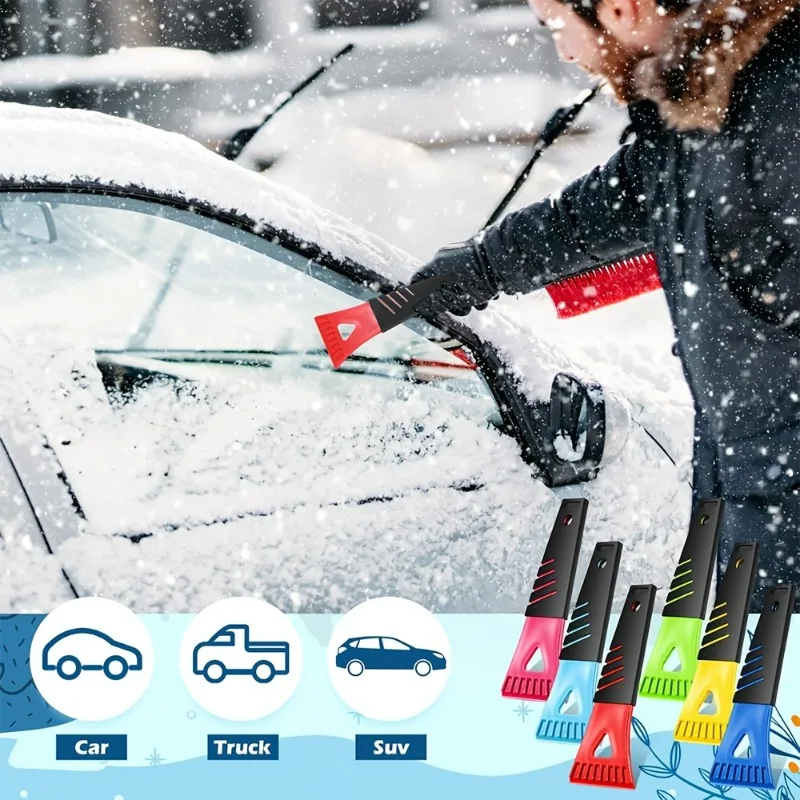 3-Pack of Random Color Car Ice Scrapers, Plastic Ice Scrapers, Car Snow Scrapers, Range Hood Grease Scraper, Multi-Purpose Non-Electric Defrosting Scraper with Easy-To-Clean Design