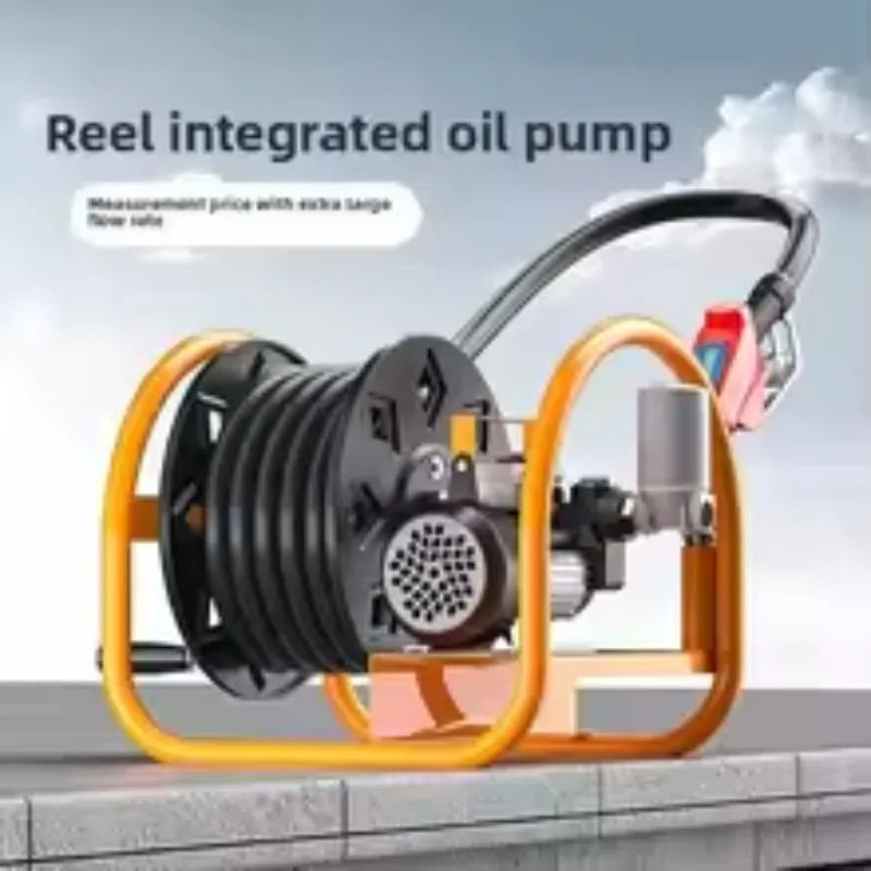 Electric Diesel Fuel Transfer Pump 12V 24V 220V Hand Crank Reel With Metering Nozzle For Vehicle