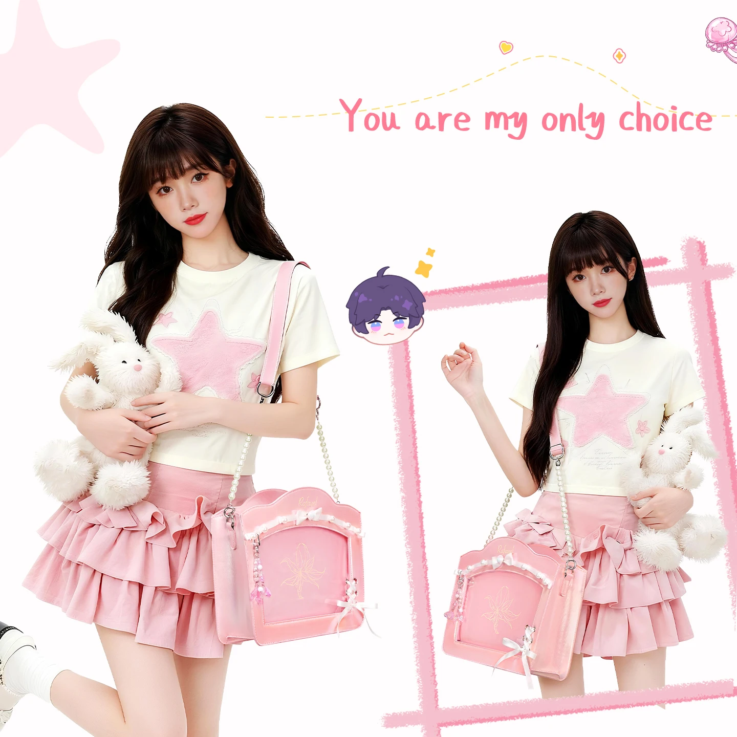 Y2K Shell-Shaped Tote Ita Bag Lolita Girl Transparent Pocket Fashion Crossbody Bag Women's DIY Display Shoulder Bag Cute Purse Handbag