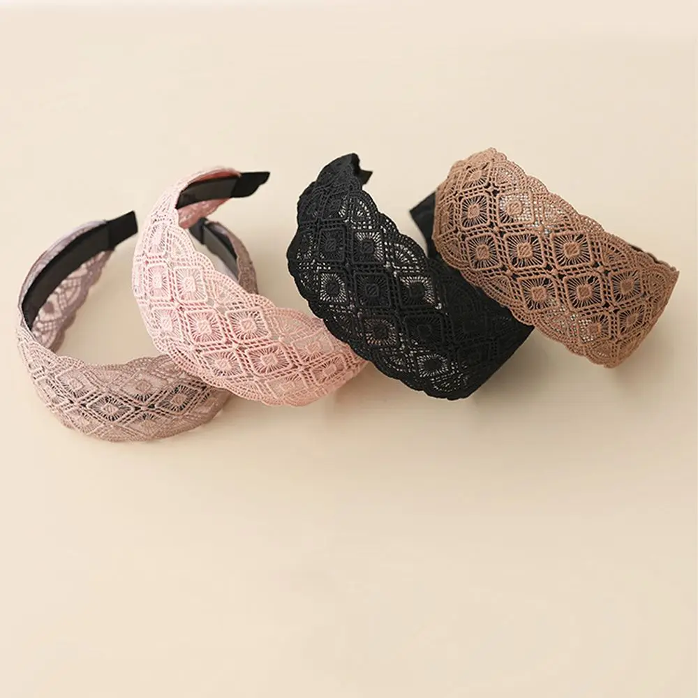 Headwear Sweet Flower Wide Side For Girls Wash Face Lace Hairbands Mother Headband Women Hair Hoop Korean Head Wrap