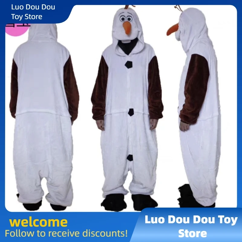 

2025 Disney Cosplay Costume Frozen Olaf Snowman Pajamas Adult Children Jumpsuit Party Dress Fleece Cartoon Sleepwear Gifts Toys