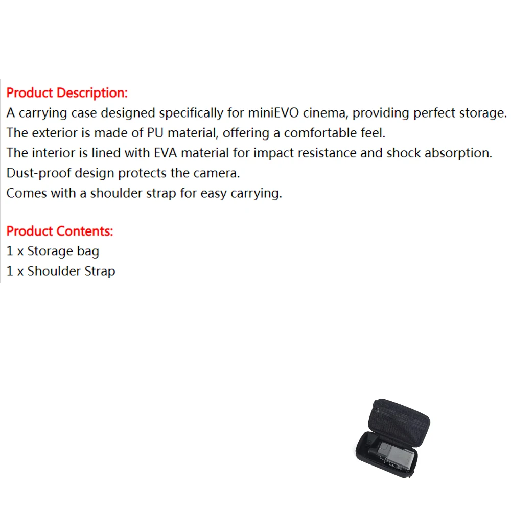 

Carrying Case for Instax Mini Evo Cinema, Portable PU Travel Storage Bag Protective Cover with Shoulder Strap Camera Accessories