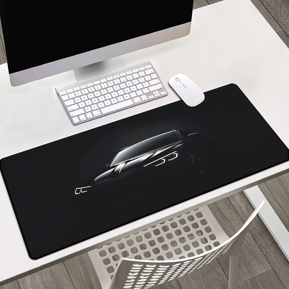 

1pc Fashion Black Car Theme Desk Mat Large Gaming Anime Mouse Pad Non-slip Rubber Base Stitched Edge Keyboard Pads PC for Office