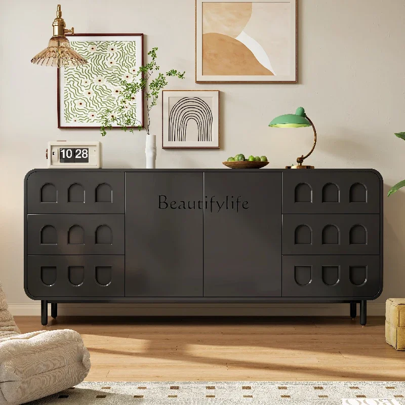 

88.Italian minimalist solid wood slate puzzle cabinet with retro style wall mounted storage cabinet