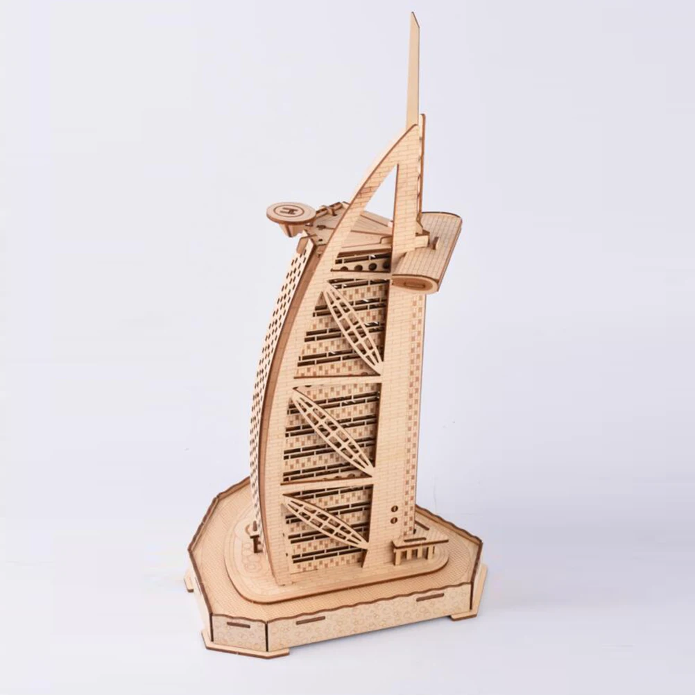 

3D Wooden Burj Educational Puzzle DIY Assembly for Kids Children Creativity Exercise Ability Improve Imagination