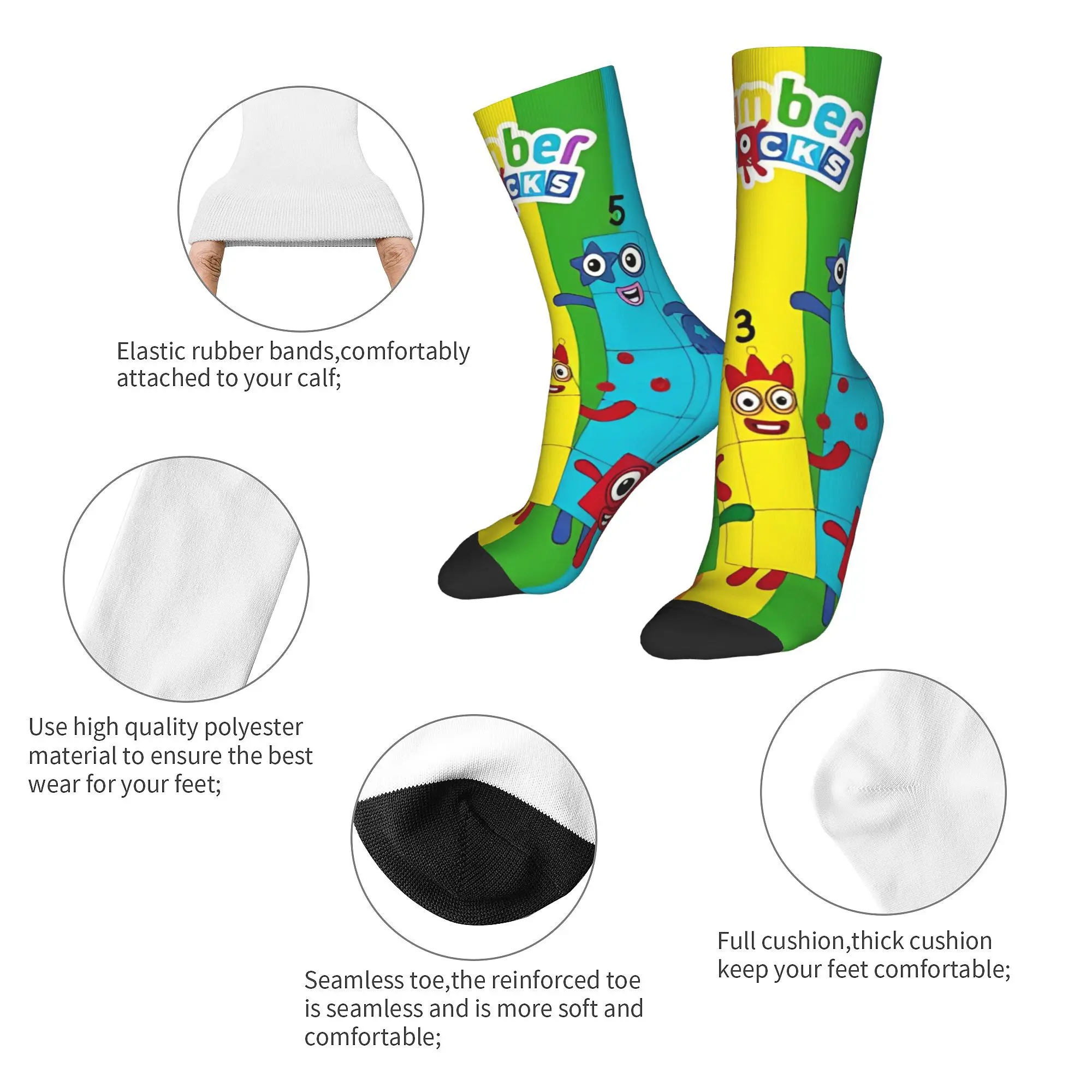 Harajuku Unisex Socks N-Numberblocks Merch Cute High Quality Dress Socks Spring Autumn Winter