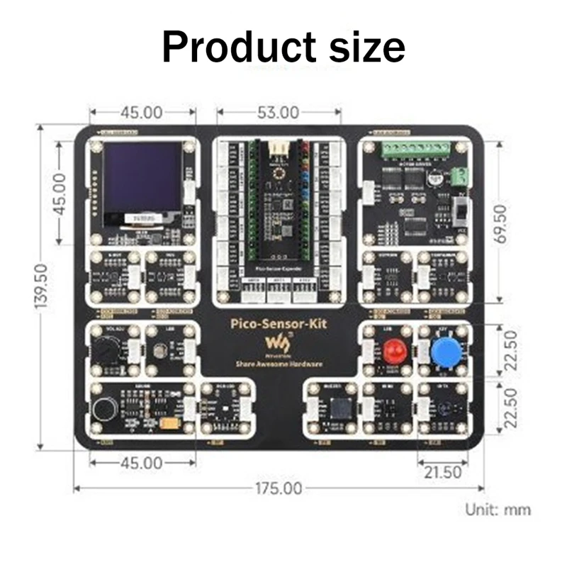 Imagem -06 - Waveshare para Raspberry pi Rp2040-plus Placa de Expansão Mais Kit de Módulos de Sensor para Raspberry pi Pico Série Motherboards