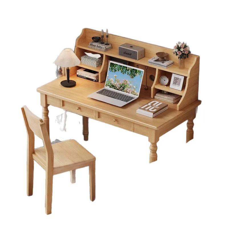Black solid wood household, small apartment writing desk, computer desk