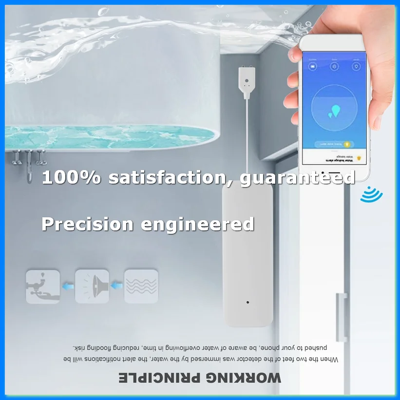 Tuya Zigbee Water Leak Sensor Wireless Flooding Detector Water Leakage Detection Alert Water Level Overflow Alarm-A22U