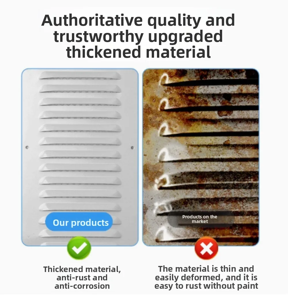 Aluminum Alloy Air Vent Grille Heating Cooling Vents Plate Exhaust Outlet Ventilation Cover 100/150/200/250/300 view 6