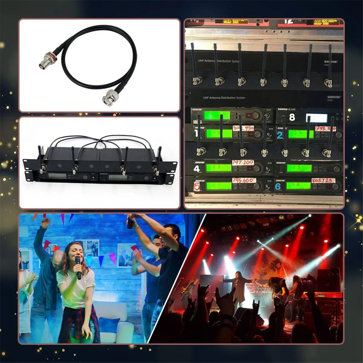 Wireless Microphone Antenna Extension Cable 2ft with BNC Connector, 2-Pack for Rack Mount Systems-BtLife