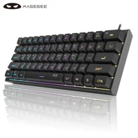 MageGee Mini teclado para juegos 60%, teclado ultracompacto retroiluminado RGB de 61 teclas, oficina de sensación mecánica impermeable ergonómica TS91