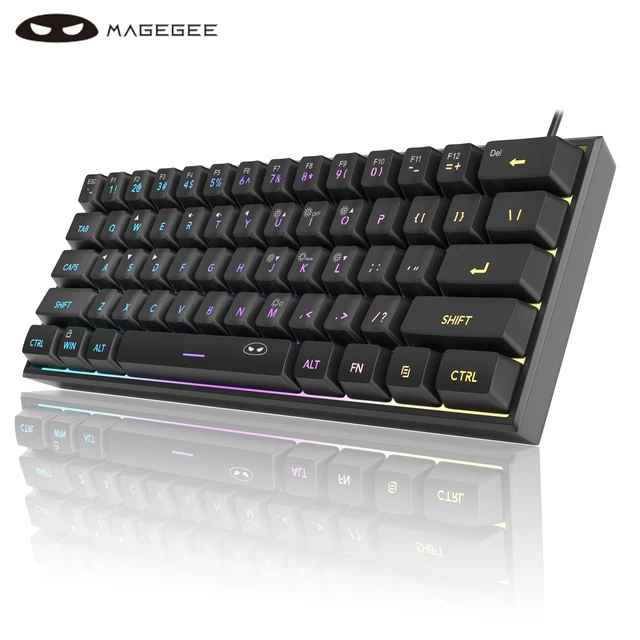 MageGee Mini 60% klawiatura do gier, 61-klawiszowa klawiatura z podświetleniem RGB, ergonomiczne wodoodporne biuro mechaniczne TS91