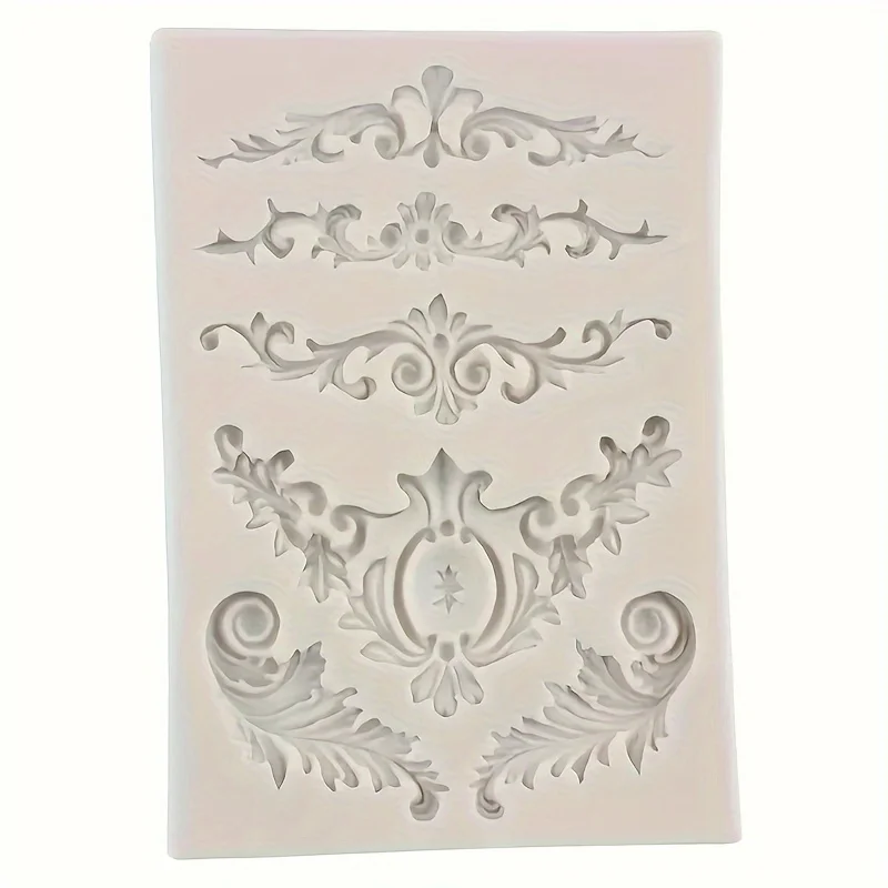 Barocke Scroll-Federkronen-Silikonform zum Basteln und Dekorieren, 1 Stück