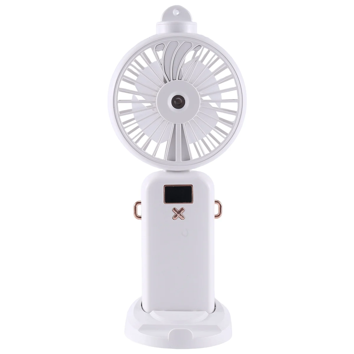 5000MAh Folding Electric Fan USB Rechargeable Air Cooling Fan Spray Function 5 Speed Digital Display Handheld Fan, B