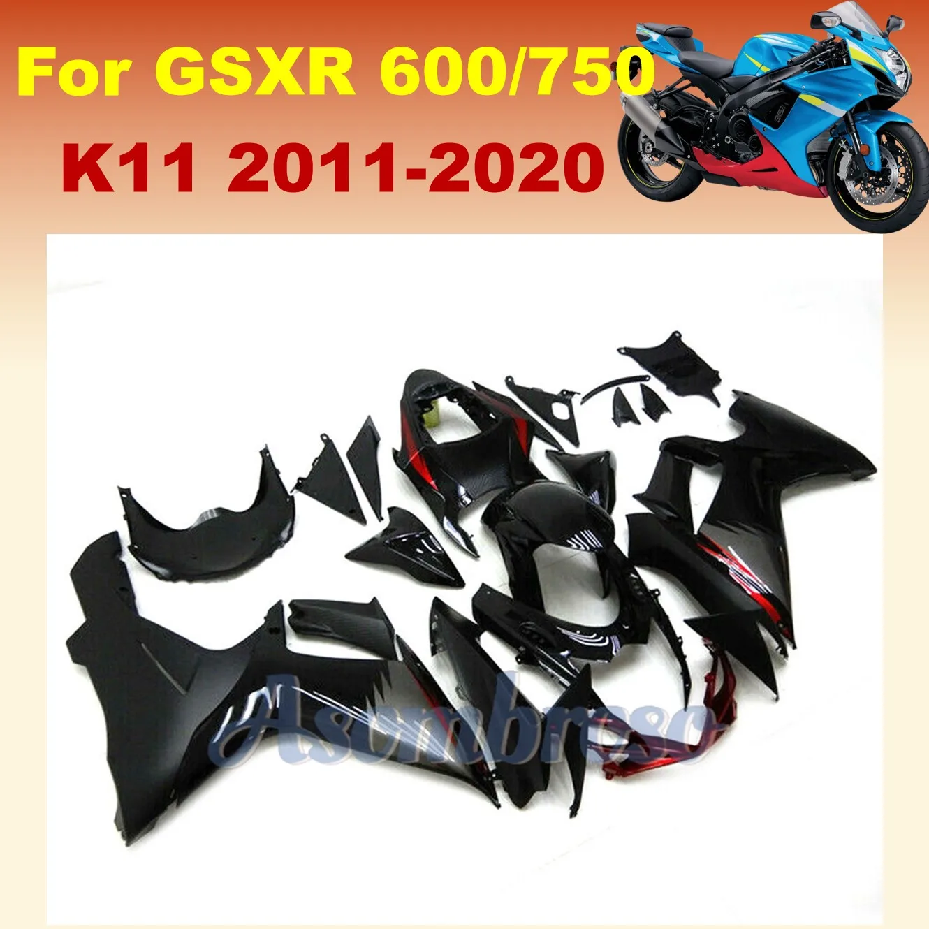 Black Fairing kit For GSXR600 GSXR750 2011 2020 2019 2018 2016 2012 2013 2015 2017 2014 GSXR 600 11-20 Motorcycle Fairings