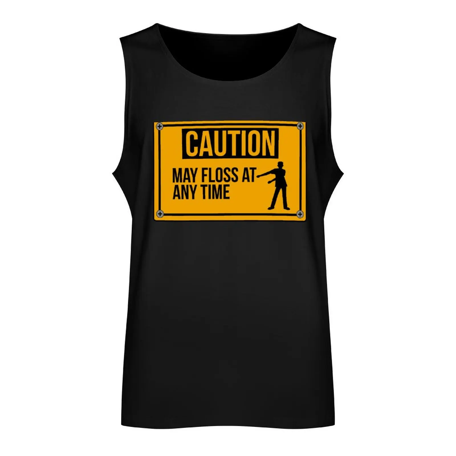 Caution May Floss At Any Time Funny Flossing Design Gift Tank Top Men's summer t-shirt gym shirt man