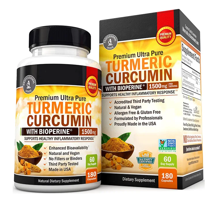 

60 pills Turmeric Curcumin Natural Joint Healthy Inflammatory Support Curcuminoids for Potency & Absorption Non GMO