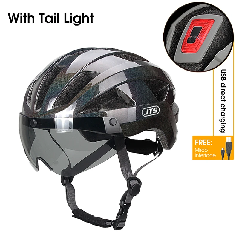 Bicycle Riding Helmet with Windshield, Integrated Breathable Safety Hat, Road Bike Cycling Helmet