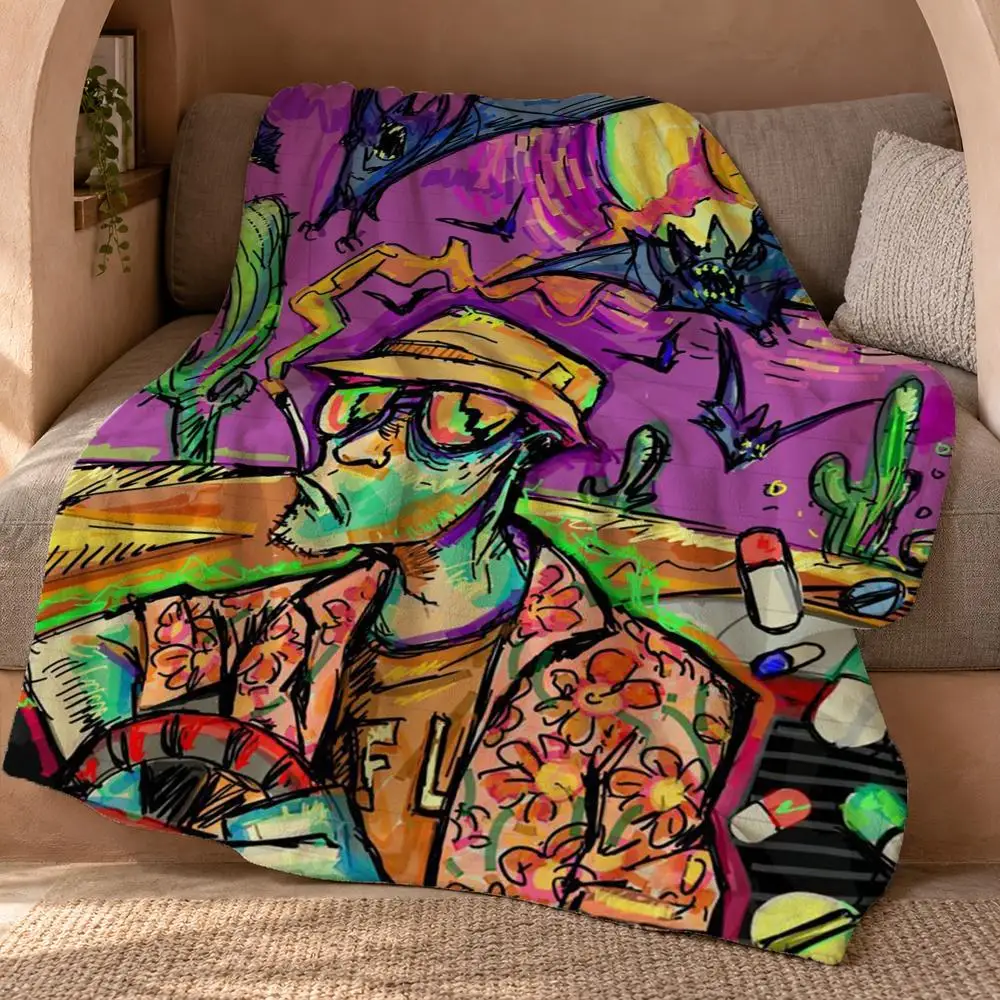 Fear And Loathing In Las Vegas Throw Double Sided Flannel Throw Blanket Soft Travel Camping Sofa Bed Home