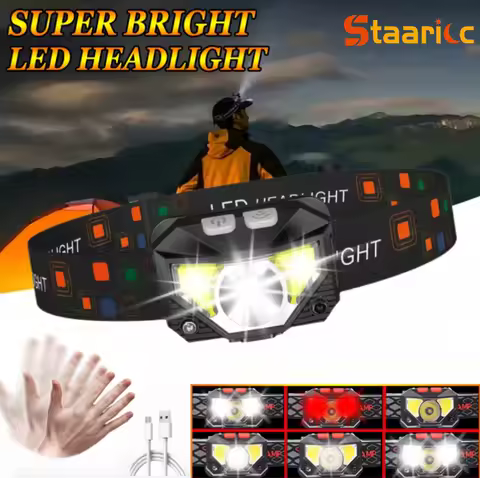 STAARICC Powerful LED Sensor Headlamp USB Rechargeable Headlight Led Head Torch Camping Search Light Flashlight Fishing Lantern
