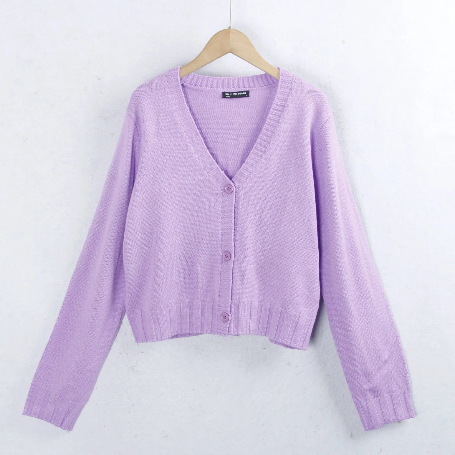 

Women's Knitted V-Ne Long Sve Cardigan Cotton Polyester Blend Autumn Winter plus Size Slimming Outerwear Buttoned Sweater