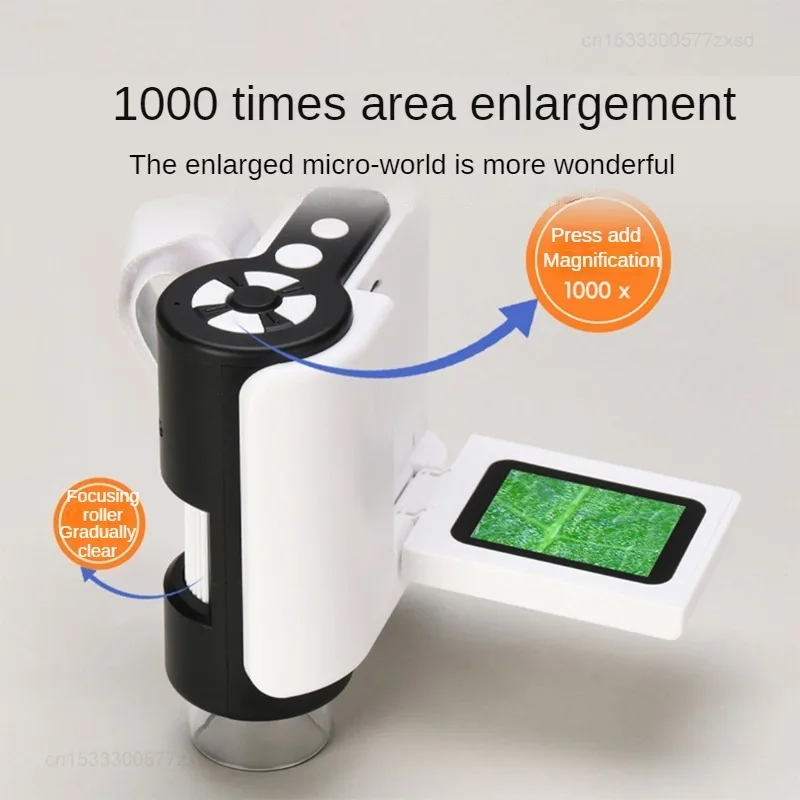 Xiaomi dlingsmart กล้องจุลทรรศน์แบบพกพา, ไมโครสโคปแบบอัจฉริยะพกพาหน้าจอ LCD 1000X เด็กกล้องจุลทรรศน์วิทยาศาสตร์ไฟฟ้ากลางแจ้ง