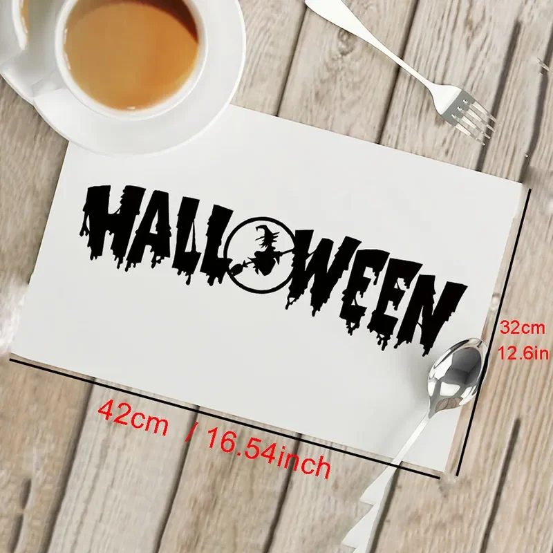 Halloween Kitchen Dining Room Table Mats & Pads 42x32cm Cotton&linen Waterproof Linen Thermal Insulation Pad Fabric Placemat Gif