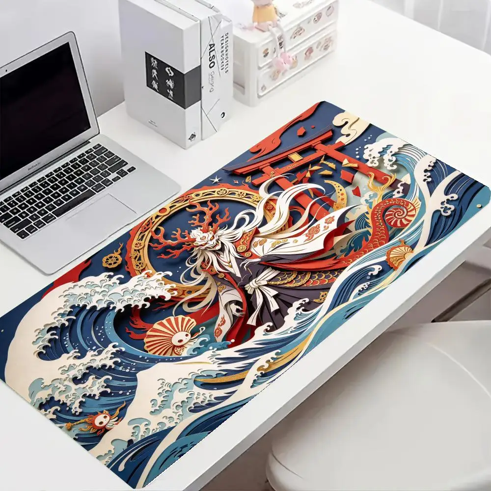 Wave God Wind Shrine Gaming Mouse Pad Smooth Cloth Thick Rubber Precision Tracking For Esports Bedroom Decor