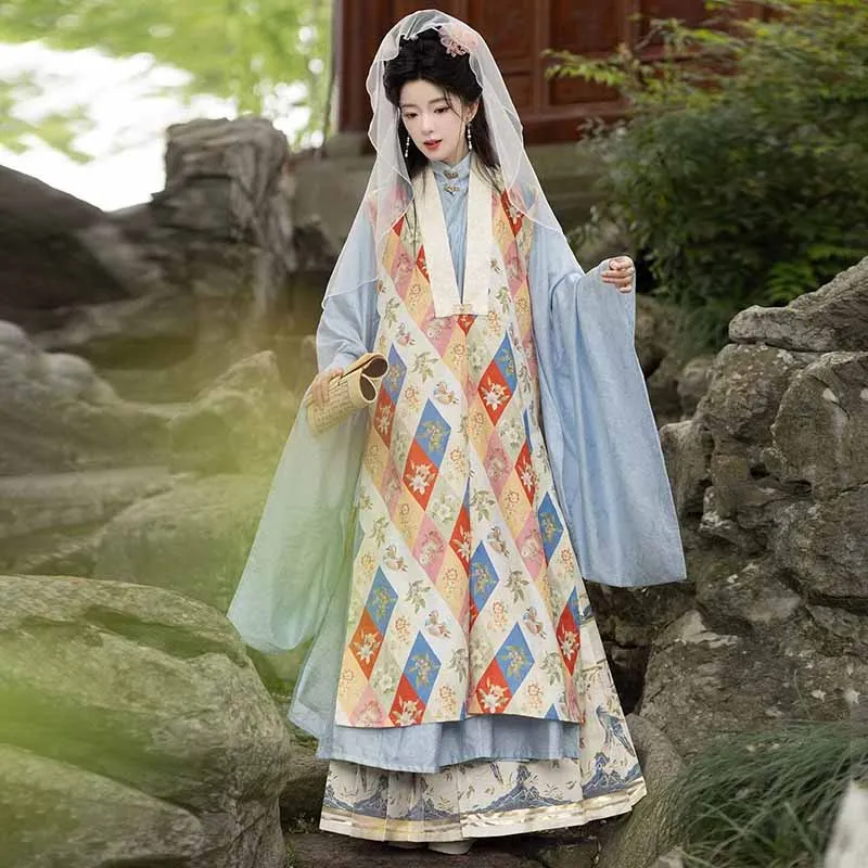 vintage-chinese-ming-style-hanfu-costume-women-floral-print-long-bijia-vest-traditional-oriental-dress-for-photoshoot