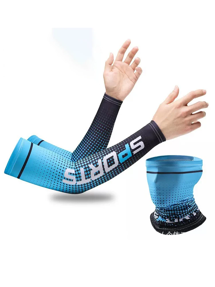 AliExpress NONE Sunscreen Ice Sleeve Set Ice Silk Sleeve Mask for Driving Cycling European American Style Men's Construction Site Sun Protection
