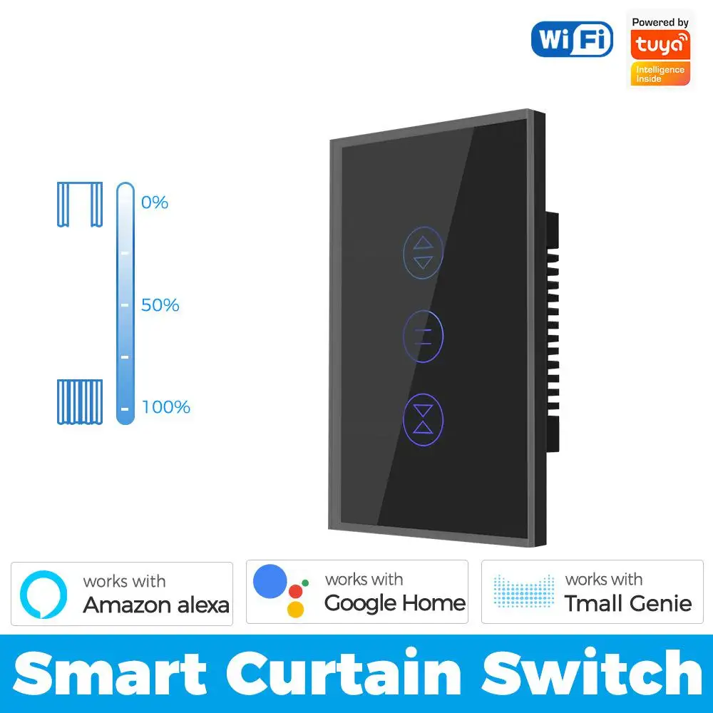 WiFi Smart Touch Curtain Blinds Roller Shutter Engine Switch Tuya Life App Remote Control Works With Alexa Home