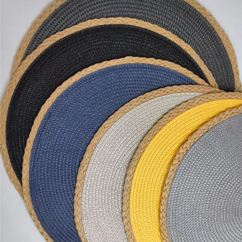 

4PCS 36x36cm PP Hand Woven Table Mats Eco Friendly Heat Resistant Multicolor Options Round Placemat Camping picnic mat