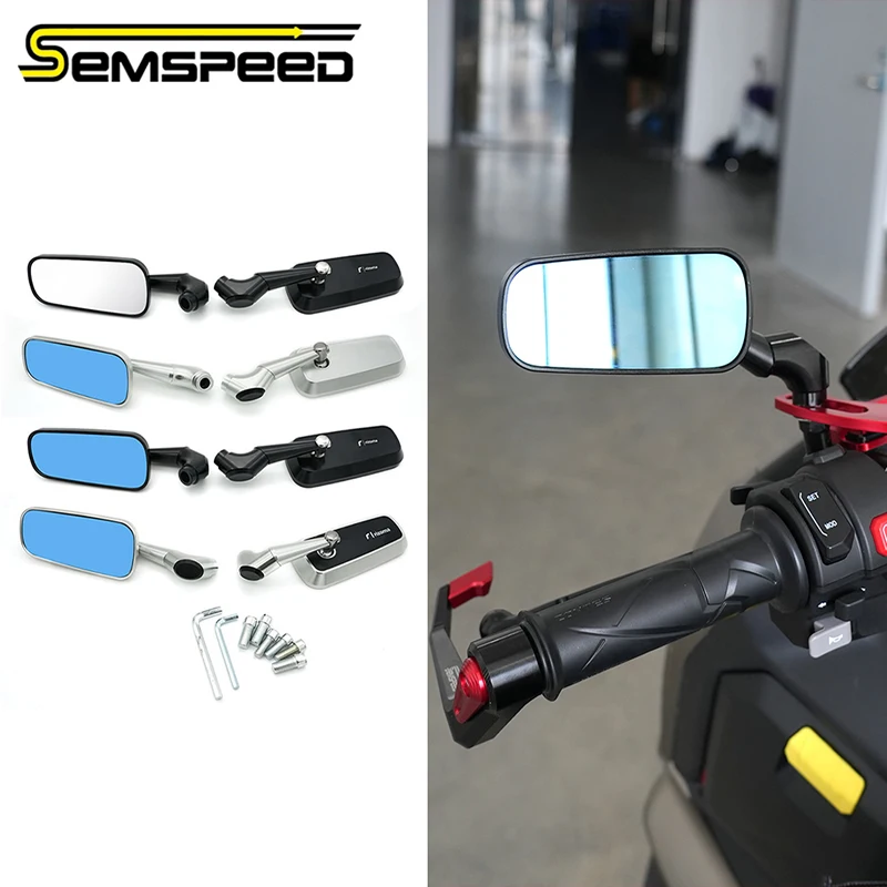 

SEMSPEED Handlebar Mirrors Bike Mirror Handlebar Mount Rotatable Rear View Side Mirror For Zontes 150X